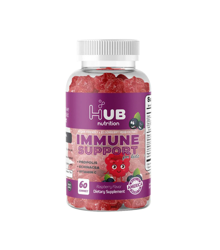 Hub Nutrition Immune Support Gummies - The Immunity Support formula from Herb Nutrition contains an ideal blend of immune-boosting ingredients to strengthen, enhance, and maintain a strong immune system for children. Made with elderberry, vitamin C, echinacea, and propolis. This powerful mix of antioxidants includes all the necessary components to maintain a healthy immune system and promote overall health and well-being. Boosts immunity Rich in antioxidants Delicious taste and easy to chew