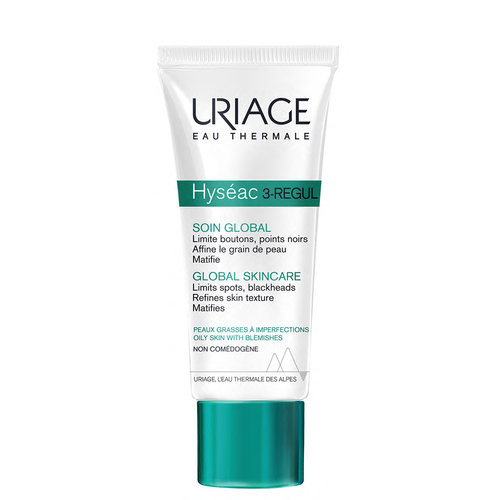 HYSEAC 3-REGUL T 40ml - Hyseac 3-Recul CreamIndications for Use:Helps remove skin impurities (blemishes, blackheads, shine), leaving it pure and shine-free. Reduces blemishes, pimples, and blackheads thanks to the active ingredient complex and Uriage thermal water. Refines skin texture and provides a noticeably soft and tight feel. Eliminates shine and reduces oiliness due to licorice extract.How to Use:Apply in the morning and/or evening on thoroughly cleansed and dry skin.