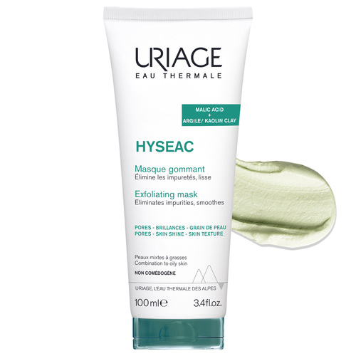 HYSEAC EXFOLIATING MASQUE 100ml - Uriage Hyseac Exfoliating Mask Indications for Use:Helps cleanse and exfoliate the skin's surface. Soothes the skin and alleviates discomfort. Removes excess oils and dirt, leaving the skin refreshed and purified.Usage Instructions:As a mask: Apply a thin layer to the face and leave for 2 minutes, then rinse thoroughly without rubbing. As an exfoliator: Apply to damp skin and gently massage in circular motions, then rinse thoroughly.