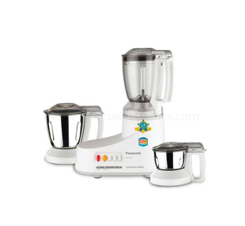 Panasonic blender + 2 grinder - Product details:Panasonic blender- Mixer + 2 electric grinders- Dimensions: Height * Width * Depth: 416 * 210 * 188 mm- Power: 800WBowl capacity: 2 liters- The bowl is a glass that has long-lasting, sharp blades- The device comes with two mills, you can customize a coffee mill and a pepper mill- The bowl is easy to disassemble and clean- Safety lock- One year comprehensive warrantyMade in Malaysia