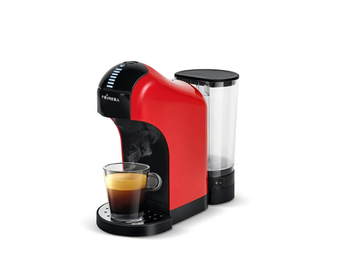 Primera coffee maker - Product details: Primera coffee maker Capacity: 600mm - Power: 1400W - Red color - Equipped with a removable transparent water tank Supports manual ejection of capsules - It signals when it's ready to brew - One year comprehensive warranty - High quality