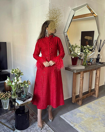 Red Party Dress - Length 50
 Please provide us with your size and length details in the note box

Note: All orders on this item are pre-orders and will take 2-7 business days.