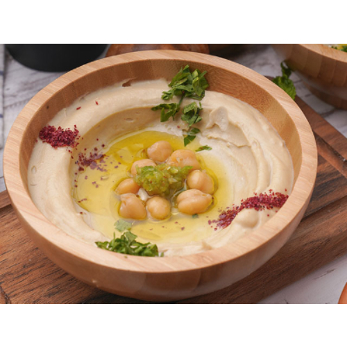 Regular Hummus - Ground Hummus With Special Seasoning With Olive Oil And My Cousin's Fresh Bread