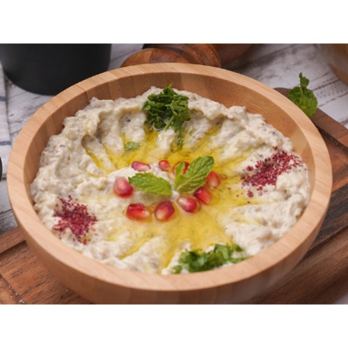 Muttabal - Grilled Eggplant Mashed With Tahini, Olive Oil And Fresh Bread