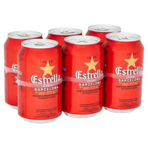 بيرة إستريلا دام 6 × 330 مل- أسبانيا - Estrella Damm هي بيرة بيرة لاجر ، يتم تخميرها في برشلونة ، إسبانيا. كانت موجودة منذ عام 1876 ، عندما أسس August Küntzmann Dam مصنع الجعة الخاص به في برشلونة ، وهو البيرة الرئيسية في SA Damm ، مصنع الجعة البارز في المدينة. العلامة التجارية هي الأقدم في إسبانيا واسم Estrella يعني 