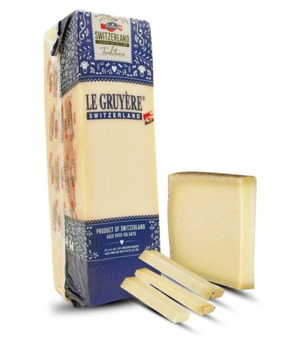 جبنة غرويير - يُصنف Gruyère على أنه جبن من النوع السويسري أو جبنة جبال الألب ، وهو حلو ولكنه مالح قليلاً ، مع نكهة تختلف بشكل كبير مع تقدم العمر. غالبًا ما يوصف بأنه قشدي وجوز عندما يكون صغيرًا ، ويصبح أكثر حزماً وترابيًا ومعقدًا أثناء نضجه.
