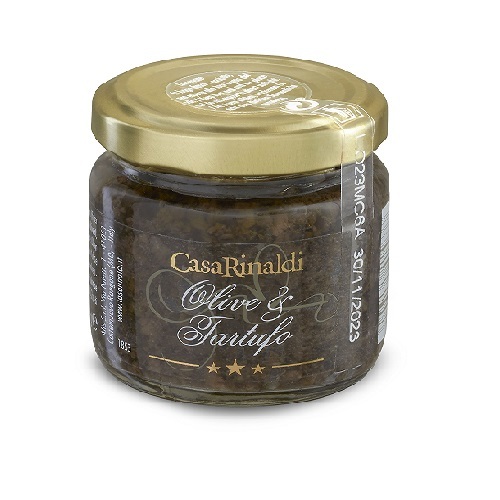 CASA RINALDI OLIVE & TRUFFLE SAUCE IN EVOO 80G-ITALY - Olive and truffle sauce in extra virgin olive oil 80gIdeal sauce for seasoning pasta dishes, for the preparation of croutons and appetizers. Also excellent in combination with meat dishes