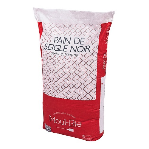 MOUL- BIE DARK RYE BREAD 25 KG BAG - With 75.5% Rye Flour in the mix, it can be labelled “Pain de seigle” (Rye Bread) in accordance with the “Recueil des usages” (Compendium for Practices) for breads in France Dark Crumb An acidic flavour in the mouth Very popular with fans of rye bread Good Hydration rate(83%)