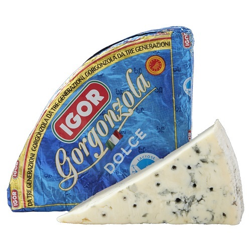 GORGONZOLA DOLCE DOP -ITALY 300 g - Gorgonzola Dolce has a characteristic sweet taste, creamy texture, light nutty notes and blue veins in the cut.