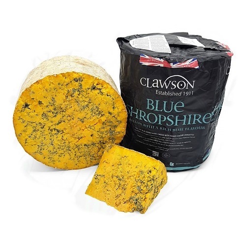 BLUE SHROPSHIRE MINI WHOLE DOP (200g)UK - Shropshire Blue has a slightly nutty initial taste, with a silky smooth, delicate texture and creaminess.
 
It is a little denser than the Stilton, but retains similar distinctive blue veining and a rich, rounded flavour.