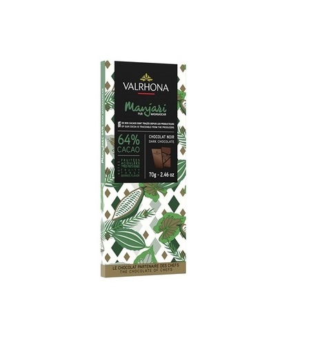 VALRHONA DARK MANJARI 64p GM -FRANCE - Grand Cru Chocolate Single Origin Madagascar MANJARI 64% unleashes the fresh, tangy and acidulous notes of red berries, with a delicate finish recalling toasted nuts and dried fruit. Fresh, Tangy & Red Fruit Cocoa content: 64% 70g - 2.46oz