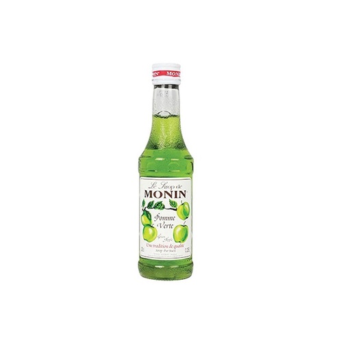 Balsamic  - Monin Green Apple Syrup 250 ML - France - Emerald green and tangy sweet, this green apple variety is packed with crisp, tart flavor. Our Granny Smith Apple Syrup livens up cocktails like the Four Leaf Clover and or Sour Apple Martini.