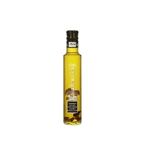 Balsamic  - Casa Rinaldi Extra Virgin Olive Oil with Porcini Mushroom 250 ML - Italy - Yellow in color and enriched with slices of porcini mushroom, this extra virgin olive oil is characterized by a fruity aroma and an intense hint of mushrooms. It is ideal for legume soups, meat dishes, bruschetta, potatoes and polenta, risotto.