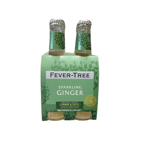 فيفر تري بالزنجبيل الفوار 4 × 200 مل - يتم تصنيع مشروب الزنجبيل الفوار من Fever-Tree عن طريق تحضيرمزيج طبيعي من ثلاثة أنواع من الزنجبيل عالية الجودة (من الهند ونيجيريا وساحل العاج) ومياه الينابيع. ليس حلوًا جدًا  وله لمسة نهائية مميزة بالزنجبيل،