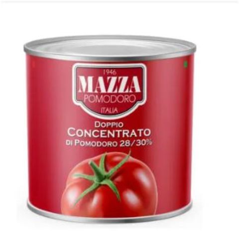 Balsamic  - Mazza Double Concentrate Tomato Paste 28/30 brix 2.15Kg - Italy - Double concentrate are perfect to give color, flavor and consistency to your dishes. We suggest using them in dishes that have long prep times and require an intense tomato flavor. You can use them with red and white meat, soups and fish like mackerel, sardines and anchovies.