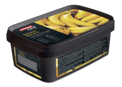 هريس الموز المجمد من أندروس 1 كجم - A superieur quality banana puree, sweetened with crystal sugar. Managing the full process from the fruit processing to the final product, we are able to obtain an optimal organoleptic quality, with genuine passion and attention to flavor profile - for a truely unique taste. Packed in a 1kg tub.