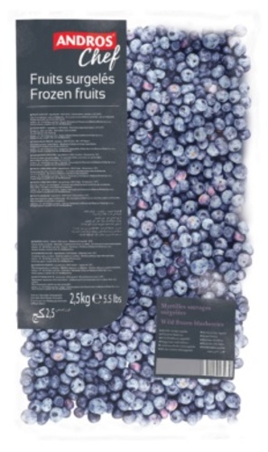 توت أزرق مجمد من أندروس 2.5 كجم - Wild blueberryA range of graded wild blueberries assuring consistent quality all year long. Packed in a 2,5kg flexible bag.