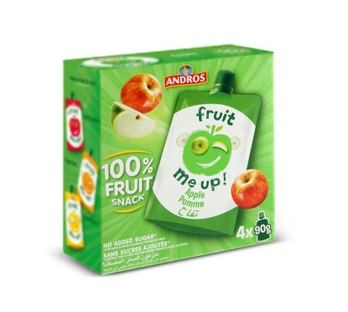 Fruit Me Up  Apple Pouches 90 G ×4 - Fruit me up is a preparation made from crushed apples and other fruits gently cooked, without the addition of sugar. Healthy and tasty snacks, which capture the rich vitamins and fresh taste of each delicious fruit,