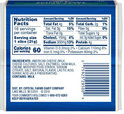 Crystal Farms Swiss Style Cheese 16 Slices