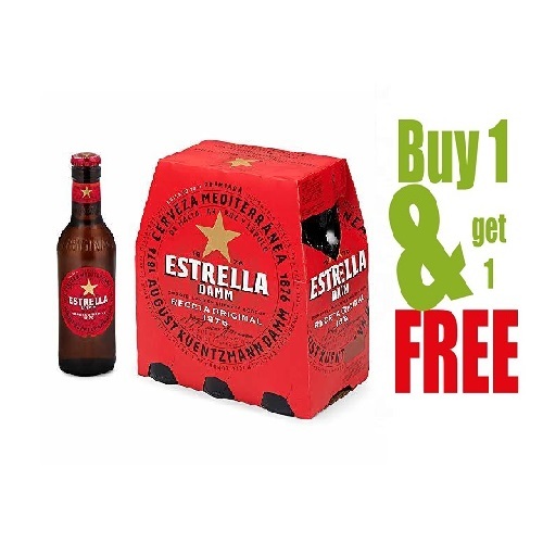 Estrella Damm Beer 6x250 ml-Bottle - Spain - Estrella Damm (Non Alcoholic) has been brewed in Barcelona using the original recipe