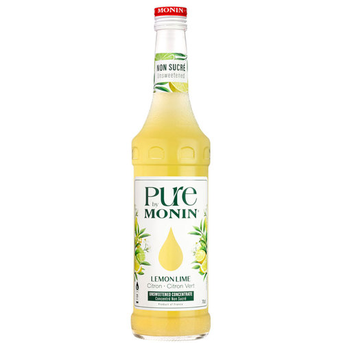 Monin Pure Lemon Lime Syrup 700ML Sugar Free - PURE by MONIN Lemon Lime, with no added sugar, preservatives or sweeteners, is a vegan-friendly low calorie flavour enhancer for soft drinks, cocktails and frappés.