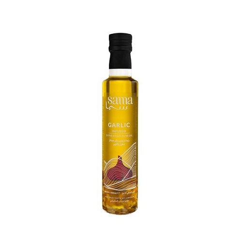 SAMA Garlic Infused Olive Oil 250ML-LEBANON - This aromatic infusion brings together the robust flavors of garlic with high-quality olive oil.