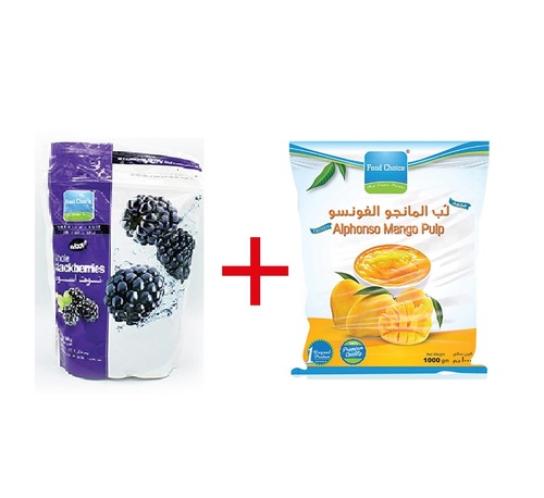 Moov Frozen Whole Blackberries 600 G  + Alphonso Mango Frozen Pulp 1 Kg