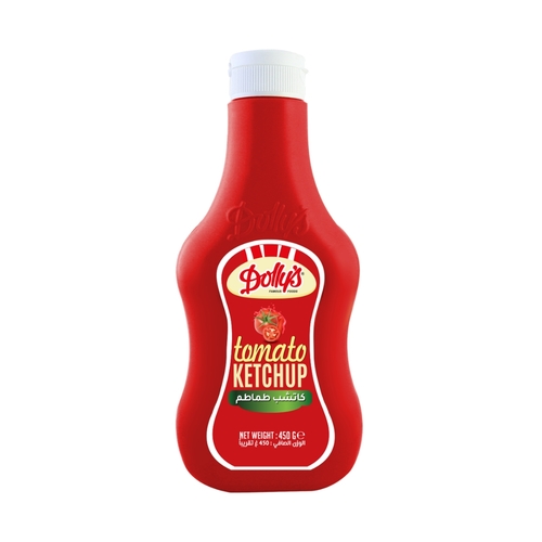 كاتشب الطماطم دوليز 450 جرام - A 450 grams plastic bottle exploding with red goodness inside, Dolly’s Ketchup is your favorite paste in your favorite package. Our signature Dolly’s ketchup is made out of the finest tomato varieties with utmost care following our handed down recipe. It’s the best thing that ever happened to tomatoes, and your meals.