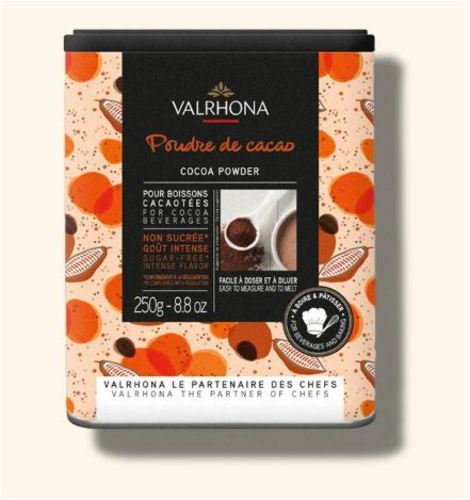 مسحوق الكاكاو فالرونا 250 جرام - An unsweetened and Dutch processed cocoa powder, a cocoa with exceptional finesse and an intense taste to enjoy delicious chocolate drinks or create gourmet recipes.