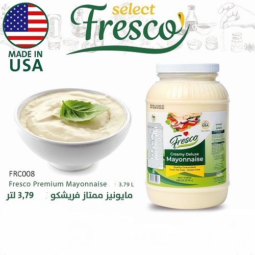 صلصة السلطة فريسكو 3.79 لتر - Fresco Select Heavy Duty Mayonnaise is a premium product designed to meet the diverse needs of both professional kitchens and home cooks. Containing 78-82% oil/fat, this mayonnaise is rich and creamy, providing an exceptional texture and taste that enhances a wide variety of dishes. Made with high-quality ingredients, it delivers a consistent performance, whether used in sandwiches, salads, dressings, or as a base for other culinary creations.