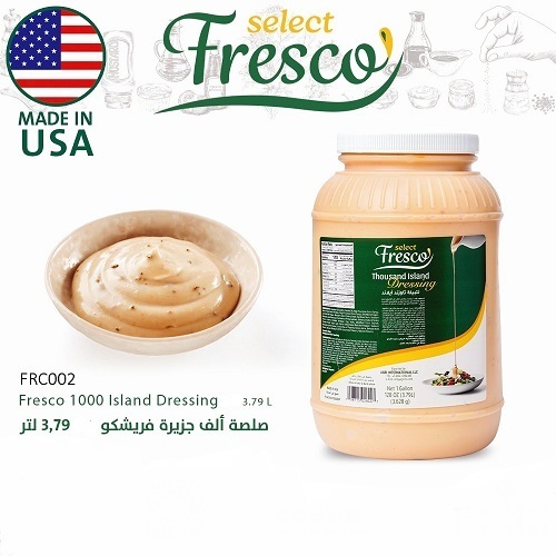 صلصة فريسكو 1000 آيلاند 3.79 لتر - Experience the perfect blend of flavors with our 1000 Island Dressing in a convenient 3.78L size. Whether you're a professional chef or a home cook, this dressing is a must-have addition to your culinary arsenal.
