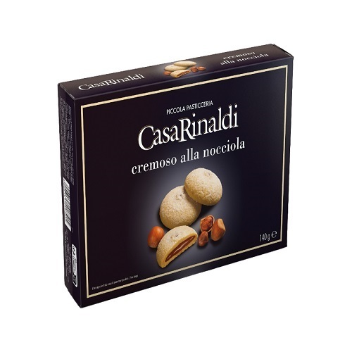 Balsamic - CASA RINALDI CREMOSO WITH HAZELNUT CREAM 140G-ITALY - This filled butter biscuit is a delicious surprise that combines rich consistencies and flavours: a fragrant biscuit body and a soft, enticing gianduia cream filling. Perfect for serving with tea, for breakfast and to round off a meal.
