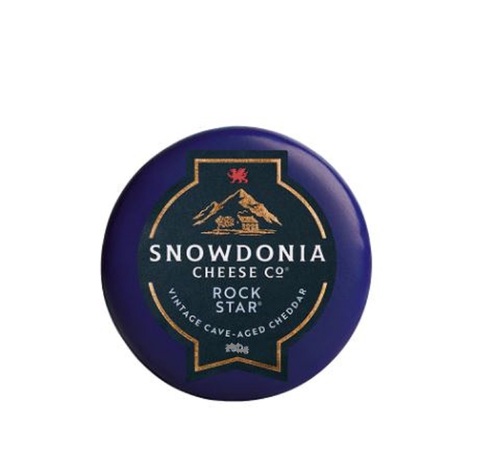 SNOWDANIA VINATGE CAVE AGED CHEDDAR 150G-UK - Rock StarRock Star, our debut vintage cave-aged Cheddar, completes its 18-month maturation inside Welsh slate caverns surrounded by the mountains of Snowdonia.