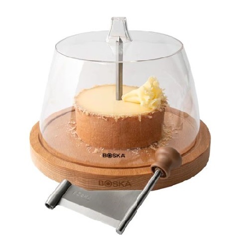 Balsamic - BOSKA CHEESE CURLER GENEVA WITH DOME - The Cheese Curler Amigo with Dome is perfect for creating flavorful curls from Tête de Moine cheese, whether as a snack or a decorative touch for salads and other dishes. The included plastic dome keeps your cheese fresh for longer while preserving its rich aromas. The oiled beechwood base combines a premium look with durability.Why this is the perfect cheese curler for you:• Includes dome: Keeps your cheese fresh for longer while preserving its delicious aromas.
• Versatile use: Ideal for cheese curls and also suitable for chocolate shavings as a decorative touch.
• High-quality materials: Made from oiled beechwood, stainless steel, and a sturdy plastic dome for long-lasting quality.
• User-friendly: Easy to assemble and disassemble, with a dishwasher-safe and unbreakable dome.