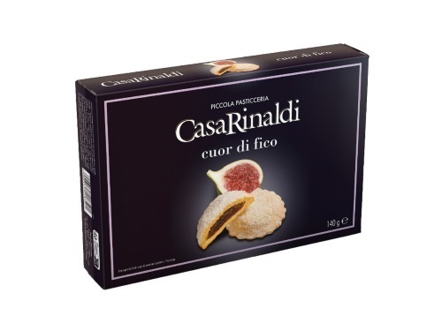 CASA RINALDI BISCUITS WITH FIG PUREE 140GM-ITALY - This crescent-shaped filled biscuit is a delicious surprise that combines rich consistencies and flavours: a fragrant biscuit body and a fig jam filling. Completed with a dusting of powdered sugar for an extra touch of sweetness. Perfect for serving with tea, for breakfast and to round off a meal.