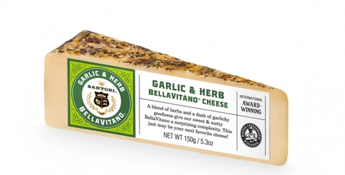 Garlic & Herb Bellavitano Cheese 150g - With the spicy warmth of garlic, the brightness of lemon zest, and the earthy taste of parsley, Garlic & Herb BellaVitano® provides the well-rounded Italian flavor of your dreams. The rind is meant to be eaten and is part of the tasting experience!