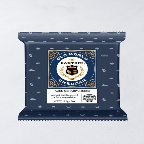 SARTORI OLD WORLD CHEDDAR CHEESE EW BRICK 198G-USA - Want sharp flavor? You got it. Savory meets buttery with notes of fruit. There’s nothing quite like it. Our Italian cheddars bring a unique taste profile and excitement to every occasion.