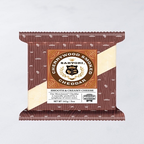 Sartori Cherrywood Smoked Cheddar Cheese 5.oz-Usa - Smoked Cheddar Perfection Sartori Cherrywood Smoked Cheddar Cheese is crafted by naturally smoking their MontAmoré® Cheddar with aromatic Cherrywood. A harmonious blend of smoky, sweet, and fruity flavors, this smoked Cheddar is an excellent addition to your cheese board or grilled cheese sandwich.
