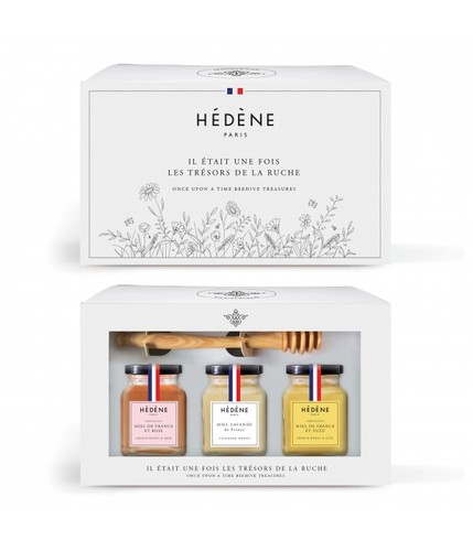 Hedene Gourmet Box - France - Discover the Hédène Gourmet box, a true invitation to indulge your senses. Comprising honey & rose, lavender honey, and honey & yuzu, this gift set has been designed to offer an exceptional taste experience, perfect for surprising a friend or delighting the taste buds of discerning gourmets. It's an original idea to discover, offering a moment of intense and refined pleasure.