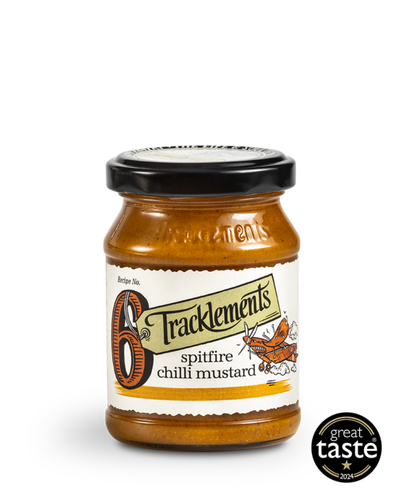 Spitfire Chilli Mustard 140g - This is a volcanic condiment for courageous tastebuds. Fires up cold meats, cheeses and sausages.
Our mustard flour is from Canada, where the rainfall and temperature have an impact on the piquant flavour, giving it a blast of heat.