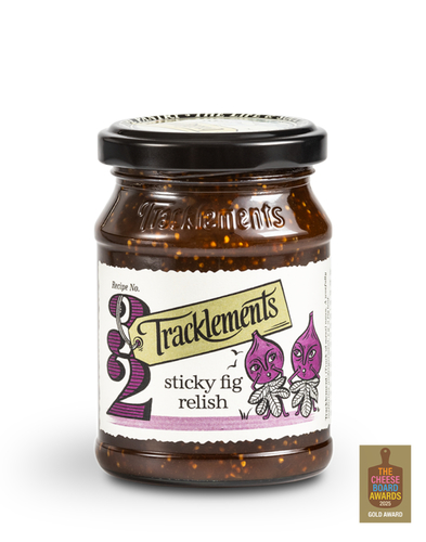Sticky fig relish 210g - Inspired by a relish we tried in France, we make this by soaking plump figs in spiced vinegar before gently cooking them with rich, dark sugar. The result is at once tangy and sweet – superb with soft cheeses.