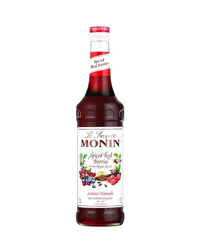 Monin Spiced Red Berries 700ml - Monin Spiced Red Berries is a unique syrup that stands out for its aromatic complexity and exquisite combination of flavours. Made from a blend of selected fruit juices such as blueberry, cranberry, elderflower and raspberry, along with spices such as cinnamon and clove, this syrup offers an unparalleled sensory experience. Ideal for transforming your drinks all year round, Monin Spiced Red Berries is the key to creating everything from refreshing iced teas to unique and sophisticated cocktails. Discover how this syrup can become an essential tool in your bar or kitchen, adding a touch of flavour and sophistication to every sip.