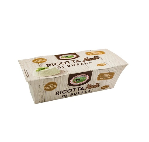 RICOTTA DI BUFALA 2X100G - ITALY - Buffalo ricotta is an extremely delicate product with a creamy texture that will delight all palates.Buffalo whey, salt, acidity regulator: citric acid;
