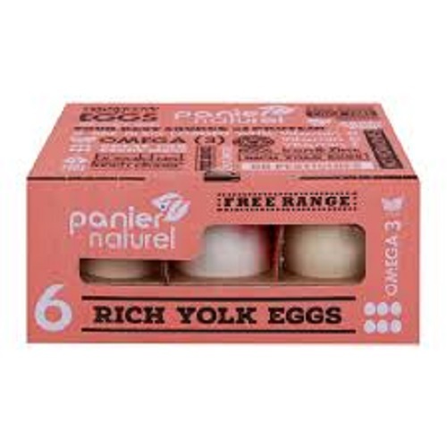 PANIER FREE RANGE EGGS RICH YOLKS 6PCS - LEBANON - Premium Panier free range eggs from Lebanon featuring vibrant golden yolks. These farm-fresh eggs offer exceptional flavor and nutrition in every shell. Perfect for breakfast dishes or gourmet recipes.