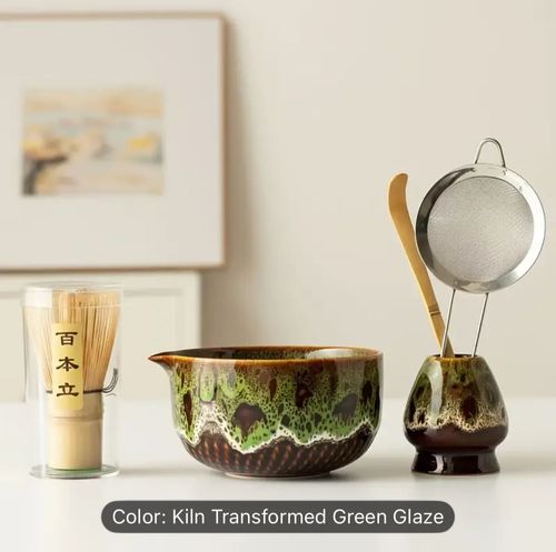 MATCHA SET 5 pieces - Whats Included Bowl&nbsp; Whisk Wooden Teaspoon Filter Stoarge Base for whisk