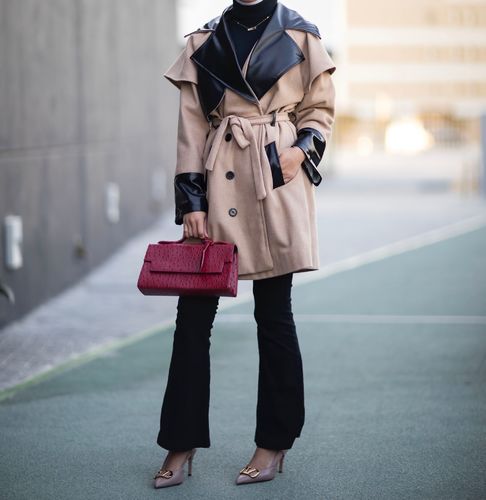 Beige jacket with leather