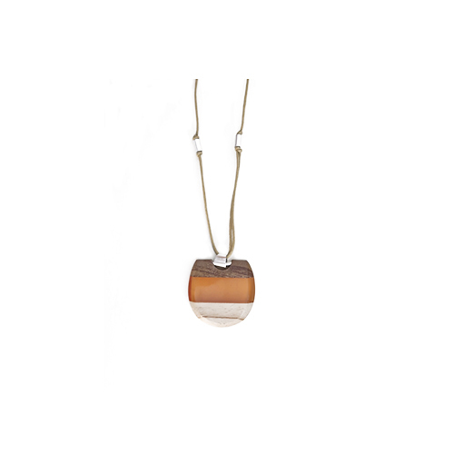 Half wood pendant - Materials : wood Length : 55 CM ( LONG / ADJUSTABLE )