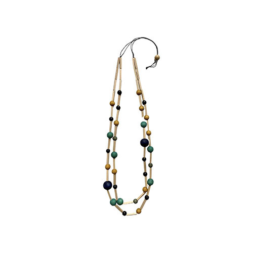 Multicolor beads necklace - Materials : wood Length : 52 CM ( LONG / ADJUSTABLE )