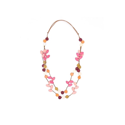 floral necklace - Materials : wood  Length : 52 CM ( LONG / ADJUSTABLE )