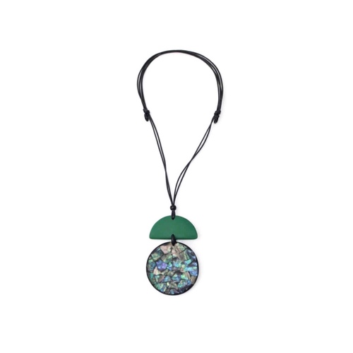 Green mosaic pendant - Materials:  resin Length: 55 CM ( LONG / ADJUSTABLE  )